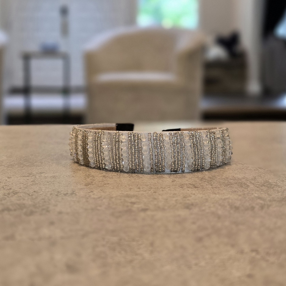 Elegant Silver Beaded Headband